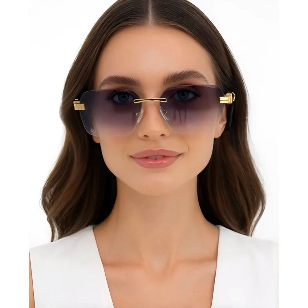 Women Sunglasses Black Gradient Lens Buffs Woody Arms Trendy Driving Aviator New